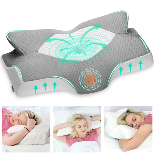 Elviros Nackenstützkissen Memory Foam Seitenschläferkissen, grau