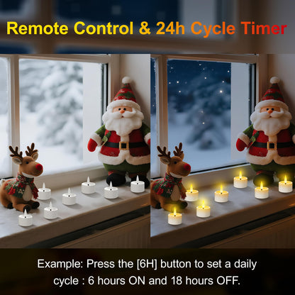 daphomeu LED-Teelichter aufladbar mit Timer, 12er Set mit Ladestation