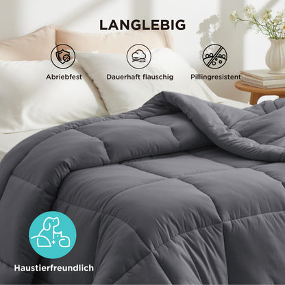 BEDSURE Bettdecke 135x200 cm, Ganzjahresdecke für Allergiker, Grau