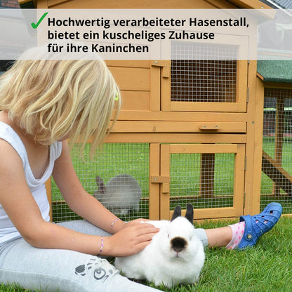 zooprinz Kaninchenstall 2 Ebenen mit Freigehege und Kotschublade
