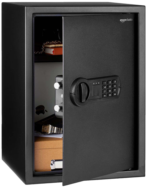 Amazon Basics Elektronischer Tresor 51l, Schwarz mit Digitaltastenfeld. Robuster, schwarzer Sicherheitsschrank. Bietet elektronischen Schutz für Wertsachen.