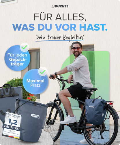 Büchel Gepäckträgertasche 2er Set 25,4 l wasserdicht mit Tragegriff