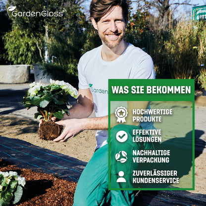 GardenGloss Unkrautvlies 100g/m², 30m², wasserdurchlässig, UV-stabil