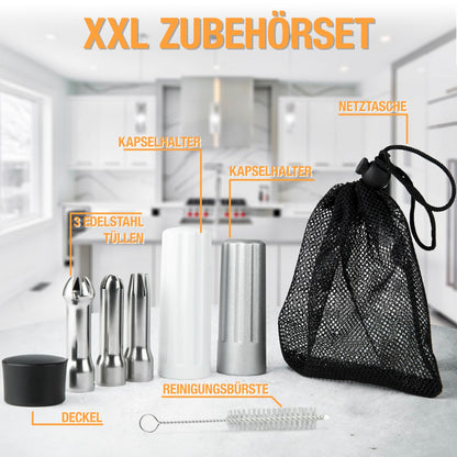 Thiru Sahnespender 500 ml – Sahnesyphon mit 3 Edelstahltüllen, Rot