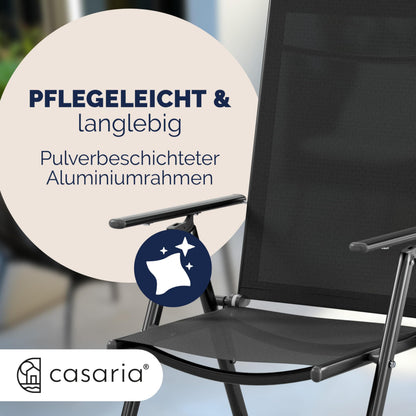 Casaria Gartenstühle Bern 2er Set, klappbarer Hochlehner aus Aluminium