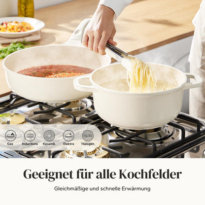 Redchef Keramik Topfset Induktion, 11-teiliges Kochgeschirr-Set, Beige