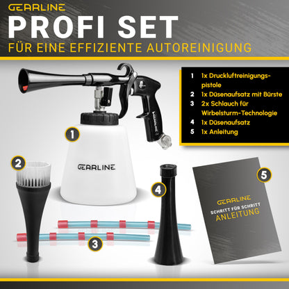 GEARLINE Druckluft Reinigungspistole Set mit Wassertank & 2 Düsen