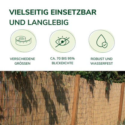 Natursache Schilfrohrmatte Sichtschutz 1 x 6 m für Balkon und Garten