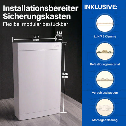 Intratec Sicherungskasten Aufputz 3-reihig IP40, 36 Module, weiss