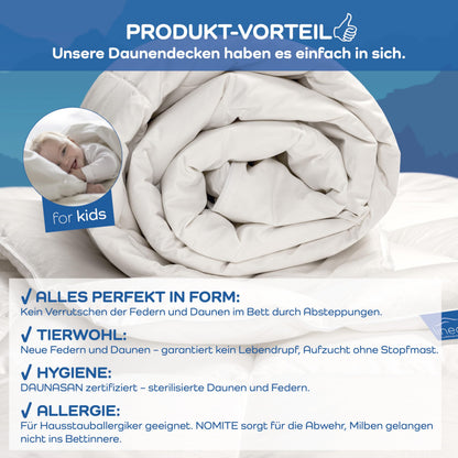 böhmerwald LINEA Kids Kleinkind Daunebett – 100x135 cm Weiss