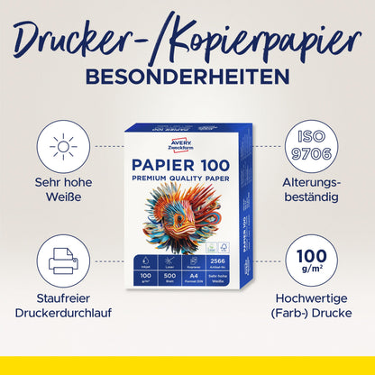 AVERY Zweckform 2566 Drucker-/Kopierpapier A4, 100 g/m², 1500 Blatt