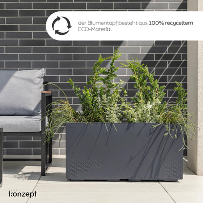 KONZEPT Pflanzkübel rechteckig 80x40x40 cm mit Rollen, anthrazit