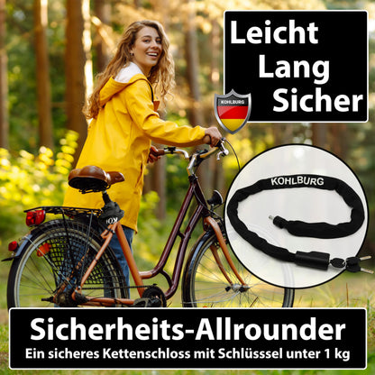 KOHLBURG Kopenhagen Kettenschloss Fahrrad, 103 cm, Titan-Stahl