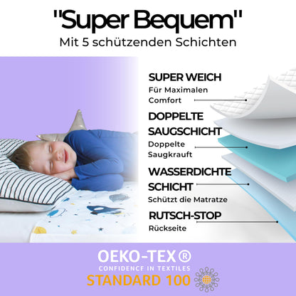 Hygge Sheets Bettunterlage wasserdicht für Kinder, 2er-Pack Weltraum