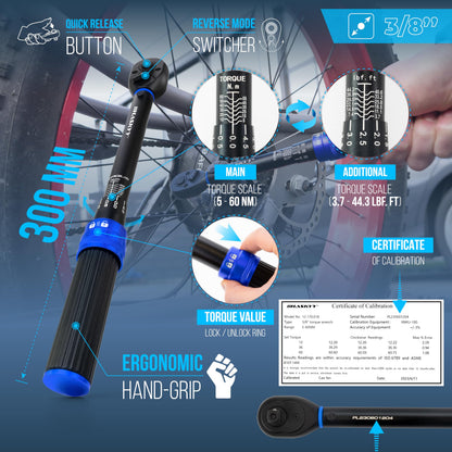 HASKYY Drehmomentschlüssel Set 3/8" 5-60Nm Motorrad - Black Series