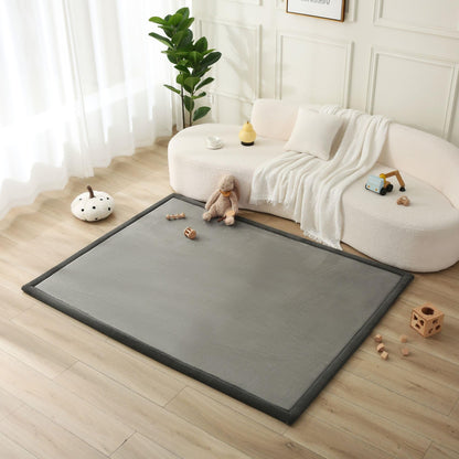Hakuna Matte Babyspielmatte 200x150 cm, Dunkelgrau, mit Memory-Schaum – rechteckige Spielmatte mit breiter Rippenkante