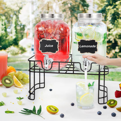 MR.KIANGCI Getränkespender aus Glas, 4 l, 2er-Set mit Zapfhahn