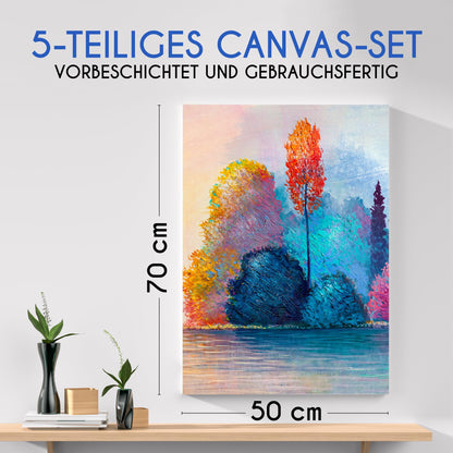 Zenacolor Leinwand auf Keilrahmen 5er Set 50x70 cm, 100% Baumwolle