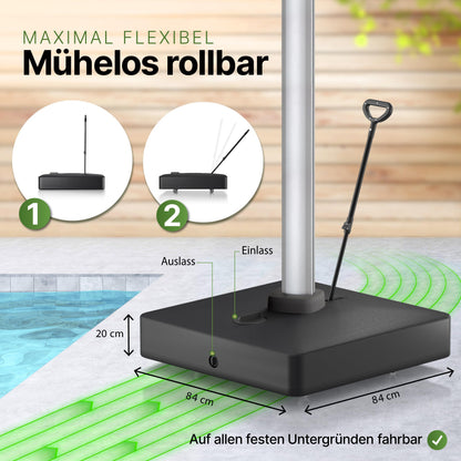 Gartenzeit Sonnenschirmständer befüllbar rollbar bis 162 kg schwarz