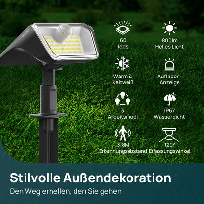 Linkind Solarlampen für Aussen mit Bewegungsmelder, 800 Lumen, 6 Stück