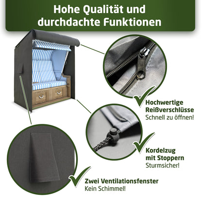 WALDNER Strandkorb Schutzhülle Oxford 600D, 155 x 90 x 160 cm, grau