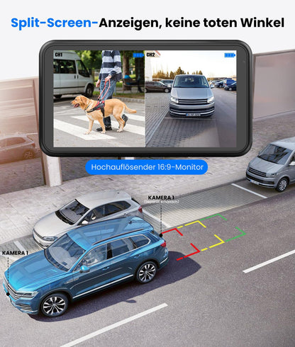 AUTO-VOX Solar3A Plus Funk-Rückfahrkamera mit 5-Zoll-1080P-Monitor