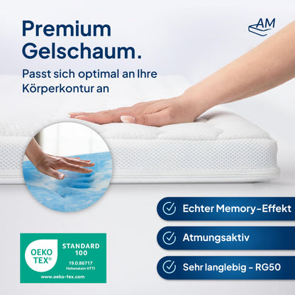 Premium Gelschaum Topper 180x200 cm Matratzenauflage - RG 50