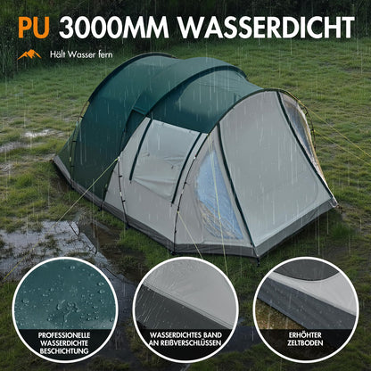 PORTAL 4Plus Familien Campingzelt - 5 Personen Tunnelzelt