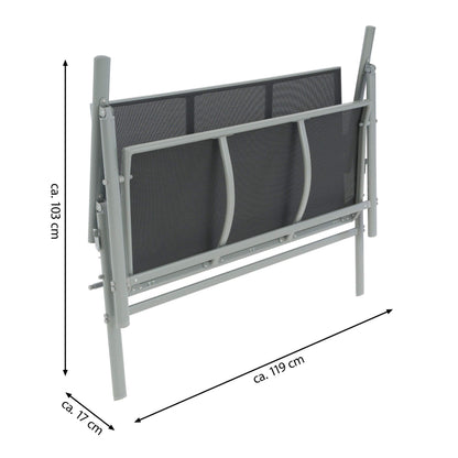 NEXOS Gartenbank 2-Sitzer, Textilene Grau, Aluminium Hellgrau