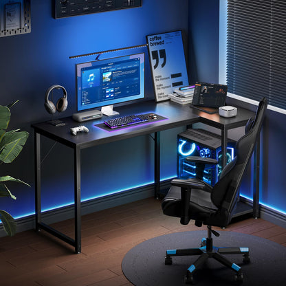 Coleshome Gaming Tisch L-förmig, Eckschreibtisch 120x70 cm, schwarz