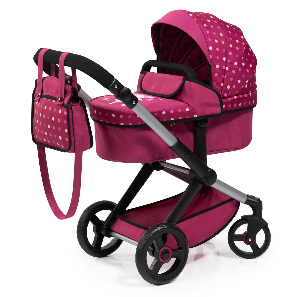 Bayer Design Xeo 17067AA Puppenwagen & Jogger - Bordeaux Fee. Bordeauxroter Kombi-Puppenwagen zum Transportieren von Puppen.