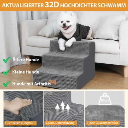 Nepfaivy Hundetreppe 3-stufig für kleine Hunde, 45 x 40 x 34 cm