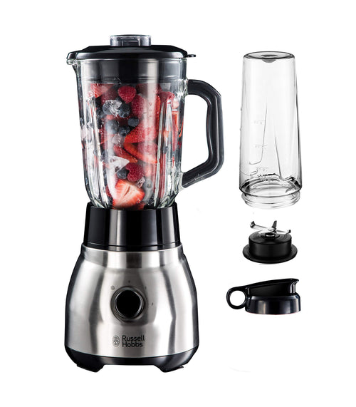 Russell Hobbs Standmixer 2-in-1 Glas & Smoothie Maker 23821-56, silber, mit Glasbehälter. Zerkleinert Lebensmittel, mixt Smoothies.