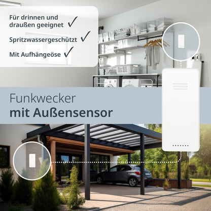 ADE Projektionswecker CK2406-2 Funkwecker mit Aussensensor, weiss