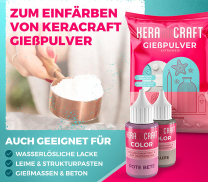 KERACRAFT Color Farbpigmente für Giesspulver 10er Set 25 ml