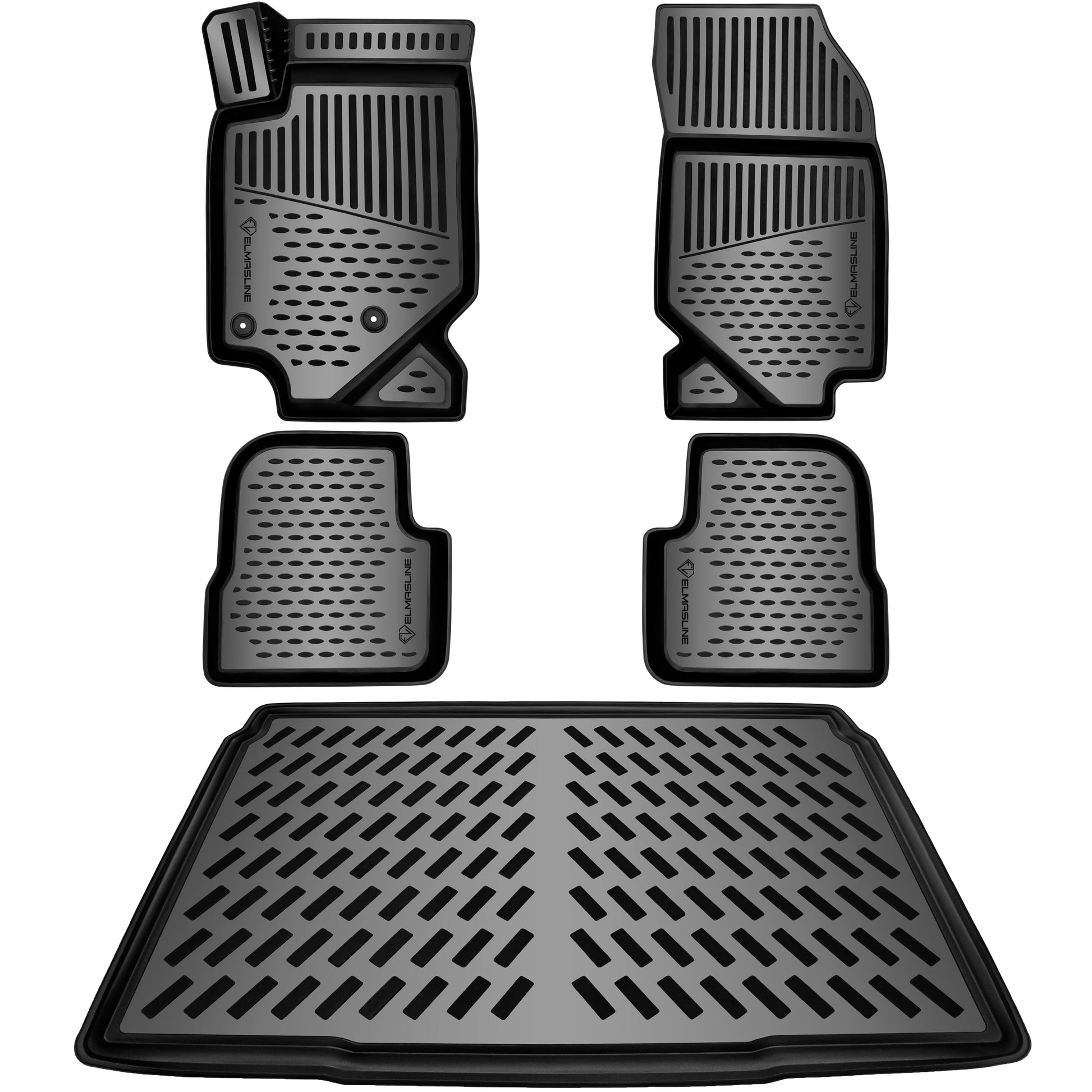ELMASLINE 3D Gummimatten & Kofferraumwanne Set Opel Corsa F Verbrenner. Schwarz, passgenau. Schützt vor Schmutz und Nässe.
