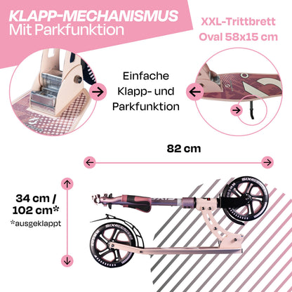 Six Degrees Aluminium Tretroller 205 mm Klappbar - Blossom Pink
