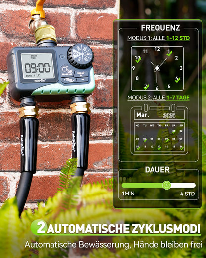RAINPOINT Bewässerungscomputer 2 Zonen mit Messing-Drehgelenk
