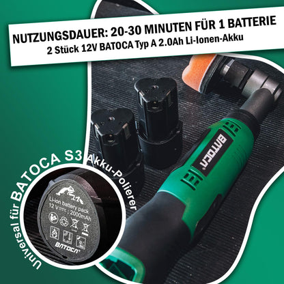 BATOCA S6 Mini Akku-Poliermaschine, 12V DA & RO Polierset