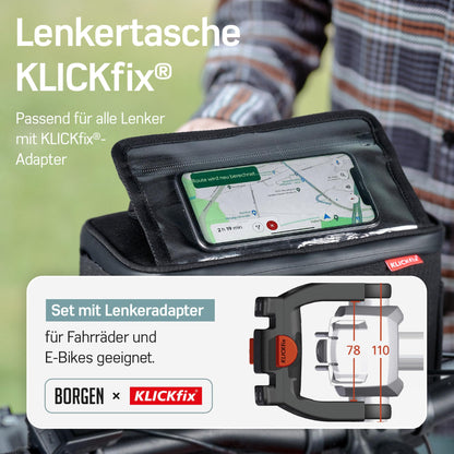 Borgen KLICKfix Fahrrad Lenkertasche Smartphone 6L – Wasserabweisend