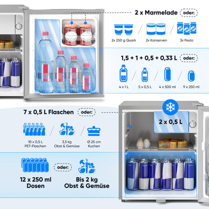 Stillstern Mini Kühlschrank 45 L mit Frostfach und Schloss