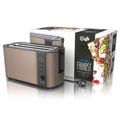 Arendo Frukost Langschlitztoaster für 4 Scheiben, Edelstahl Bronze