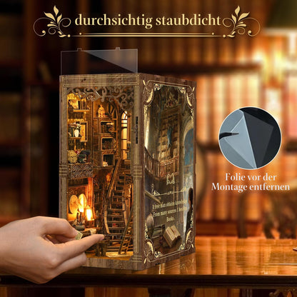 Cuiwos Book Nook Bausatz Klassische Edition mit LED-Beleuchtung