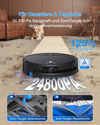 ECOVACS DEEBOT T80S Omni Saugroboter mit Wischfunktion, Schwarz