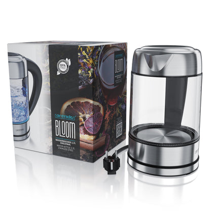 Arendo BLOOM Glas-Wasserkocher mit Temperatureinstellung, 1,7 l