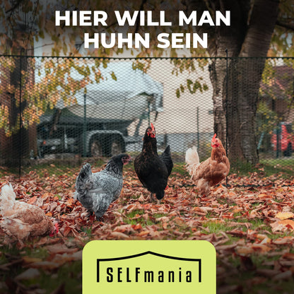 SELFmania Hühnerzaun 25 m, 90 cm hoch, grün, inkl. Stäbe und Erdanker