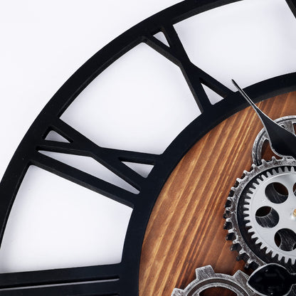 Lafocuse Wanduhr 57cm - Vintage Steampunk mit Zahnrädern Holz