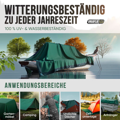 ORGAFLIX Premium Abdeckplane 6x8m - Reissfest & Wasserdicht