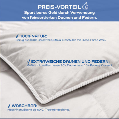 LINEA by böhmerwald Comfort Daunendecke - normal 135x200 weiss