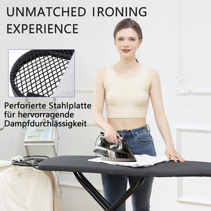 Aoufottes Dampfbügelbrett höhenverstellbar, 120 x 38 cm, schwarz